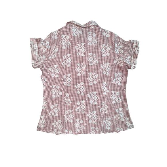 Woolrich Western Gingham Quilt Button Down Short Sleeve Shirt NWT Womens XL - Picture 2 of 6